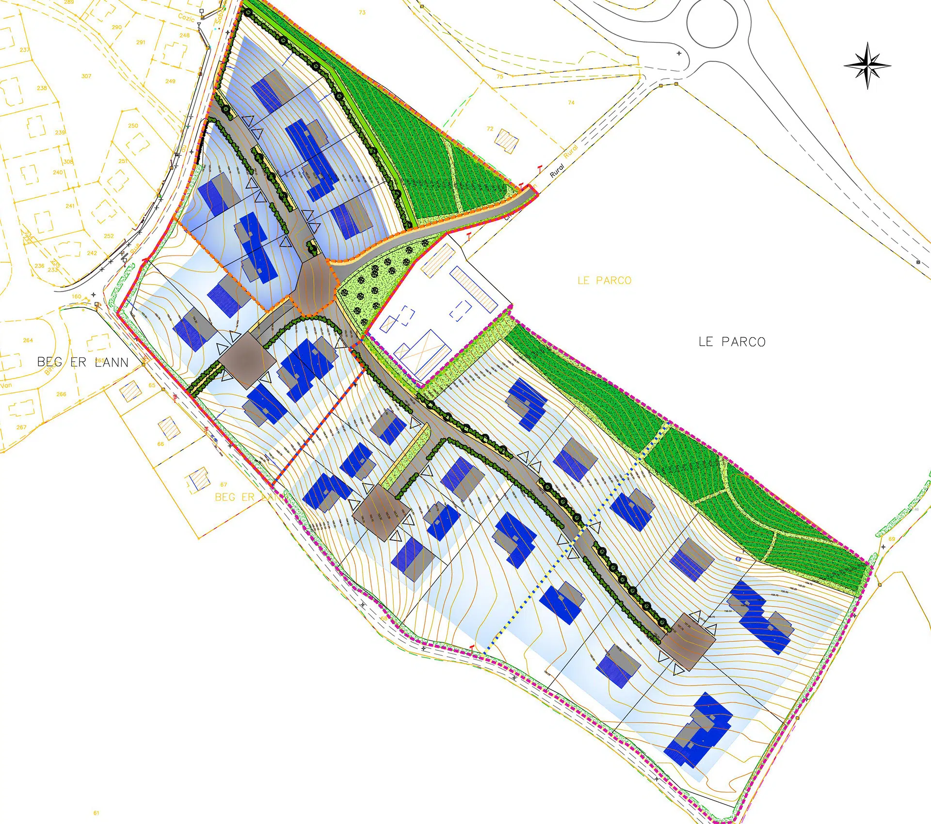 Plan hypothèse pour Le Parco, parc d'activités à Locmalo